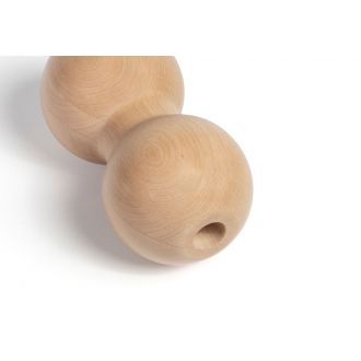 big fascia double ball made of beech wood, with axis, intensive massage